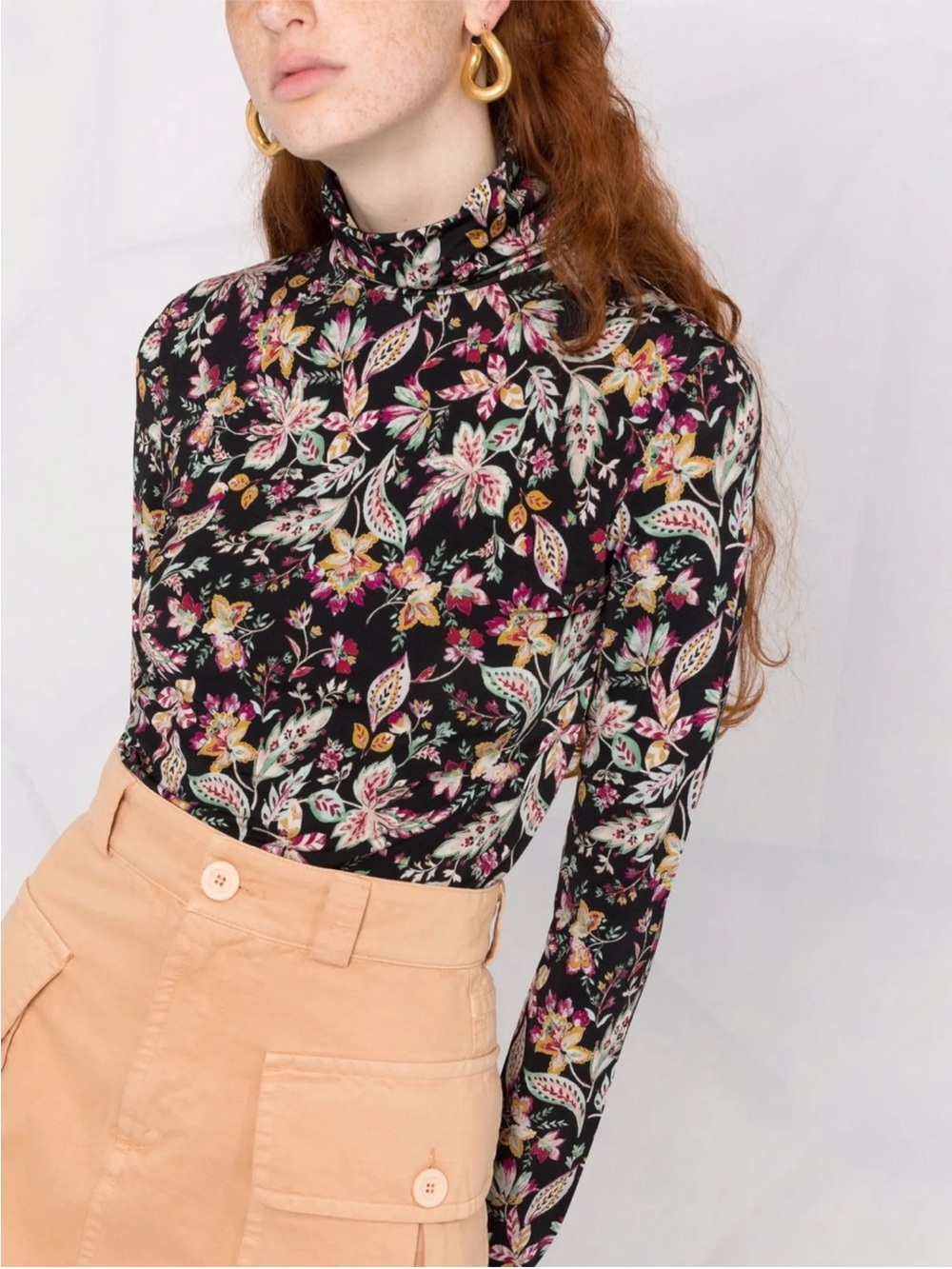 Marant Etoile High Neck Floral Print Top
